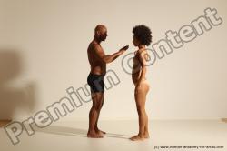 Underwear Gymnastic poses Woman - Man Black Muscular Dancing Dynamic poses Academic